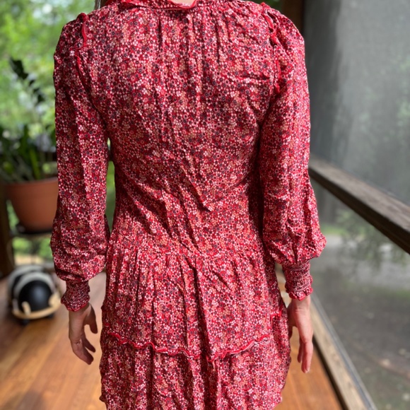 Max Studio red floral prairie dress - Picture 2 of 4